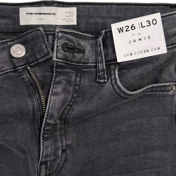 TopShop Jamie High Waisted Rise Skinny Leg Faded Black Jeans Stretch 4 26x30 - Picture 13 of 16